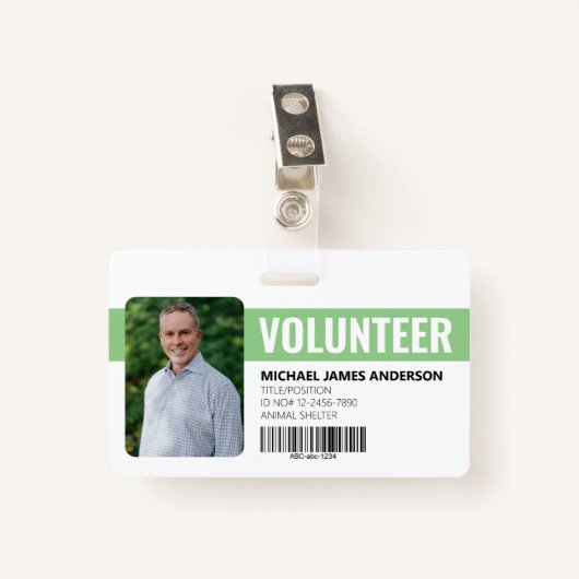 Animal Shelter Volunteer ID Badge (Voorkant met clip)