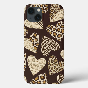 Animal skin with hearts iPhone 13 hoesje