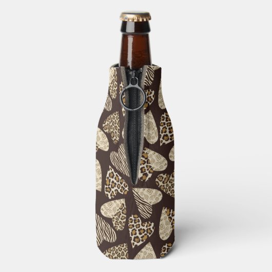 Animal skin with hearts flesjeskoeler (Fles Achterkant)