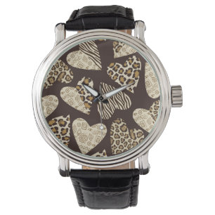 Animal skin with hearts horloge