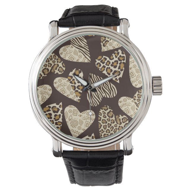 Animal skin with hearts horloge (Voorkant)