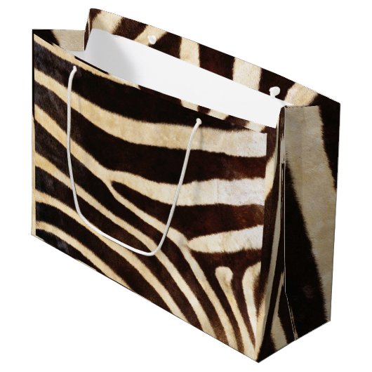 Animal Skin Zebra Safari Bruin Wit Zwart Groot Cadeauzakje (Voorkant Gekanteld)