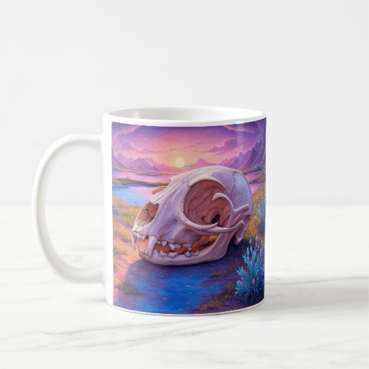 Animal Skull in Desert Sunset Coffee Mok (Links)