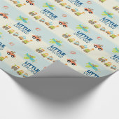 Animal Speelgoed Train Auto en Vliegtuig op Stripe Cadeaupapier (Hoek)