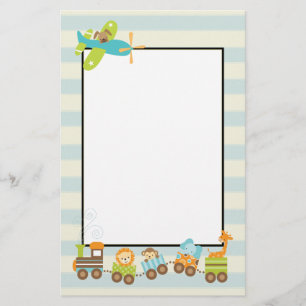 Animal Speelgoed Train en Doggy Vliegtuig op Strip Briefpapier