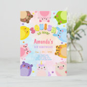 Animal Squish On Over Birthday Kaart (Staand voorkant)