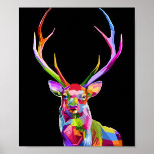 Animal Stag Deer Colorful Art Psychedelic Abstract Poster