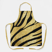 Animal Stripes Patroon, Tiger Black & Gold Glitter Schort (Voorkant)