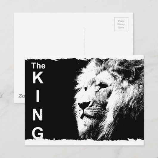 Animal The King Black White Pop Art Sjabloon Lion Briefkaart (Voorkant / Achterkant)