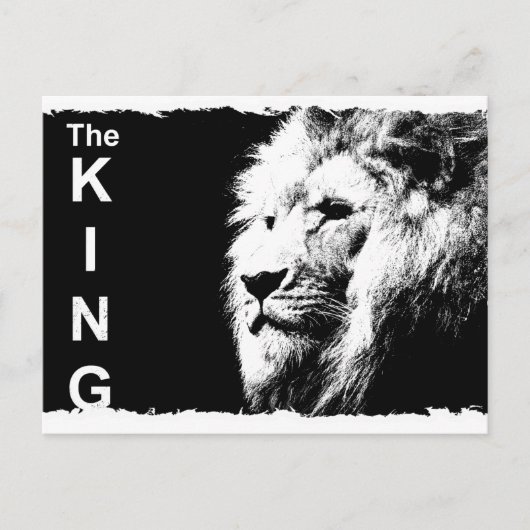 Animal The King Black White Pop Art Sjabloon Lion Briefkaart (Voorkant)