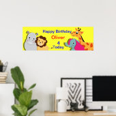 Animal Theme Happy Birthday - persoonlijke banner Poster (Thuiskantoor)