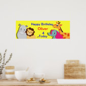 Animal Theme Happy Birthday - persoonlijke banner Poster (Keuken)