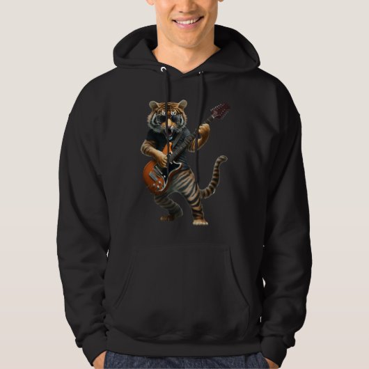 Animal Tiger  Guitar  Tiger Playing Electric Guita Hoodie (Voorkant)