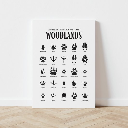 Animal Tracks Woodland Nursery Canvas Afdruk