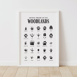 Animal Tracks Woodland Nursery Decor Poster