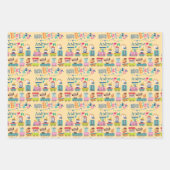 Animal Train Personaliseer Naam Boy's Birthday 3 Inpakpapier Vel (Voorkant 2)