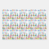 Animal Train Personaliseer Naam Boy's Birthday 3 Inpakpapier Vel (Voorkant)