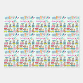 Animal Train Personaliseer Naam Meisjes Verjaardag Inpakpapier Vel (Voorkant 3)