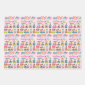 Animal Train Personaliseer Naam Meisjes Verjaardag Inpakpapier Vel (Voorkant)