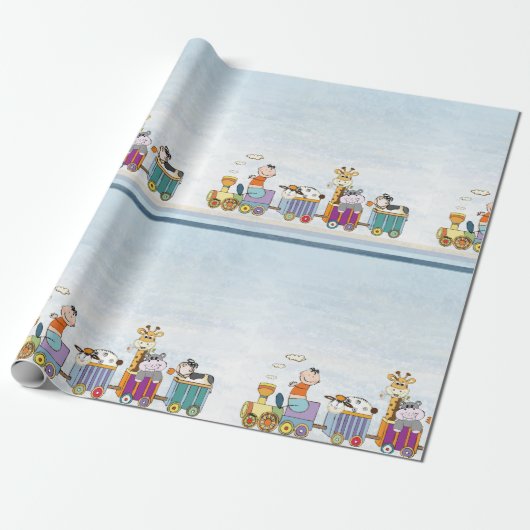 Animal Train Wrapping Paper Cadeaupapier (Uitgerold)