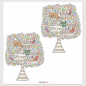 Animal Tree Art Illustratie Schilderij Vogels Kat Sticker (Vel)