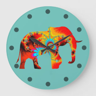 Animal Welfare - Elephant Silhouette Fractal 1 Grote Klok