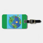 Animal Wereldkaart Schattigee Wildlife Illustratie Bagagelabel (Voorkant horizontaal)