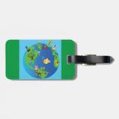 Animal Wereldkaart Schattigee Wildlife Illustratie Bagagelabel (Achterkant horizontaal)