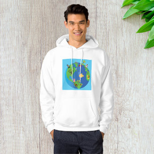 Animal Wereldkaart Schattigee Wildlife Illustratie Hoodie