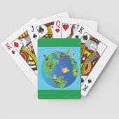 Animal Wereldkaart Schattigee Wildlife Illustratie Pokerkaarten (Achterkant)