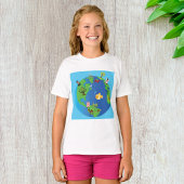 Animal Wereldkaart Schattigee Wildlife Illustratie T-shirt