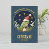 Animal Woodland echte folie Kerstmis Kaart - Frog (Staand Voorkant)