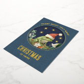 Animal Woodland echte folie Kerstmis Kaart - Frog (Gedraaid)