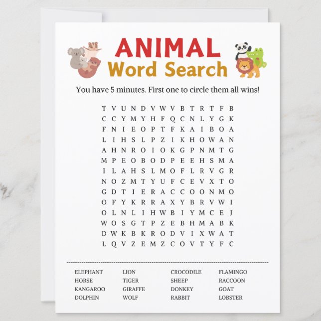 Animal Word Search Game (Voorkant)