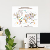 Animal World poster World Map Wall decal Kids (Thuiskantoor)