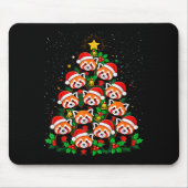 Animal Xmas Tree Santa Hat Red Panda Christmas  Muismat (Voorkant)