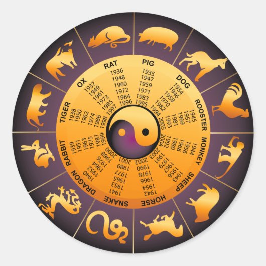 Animal Yin Yang Ronde Sticker (Voorkant)