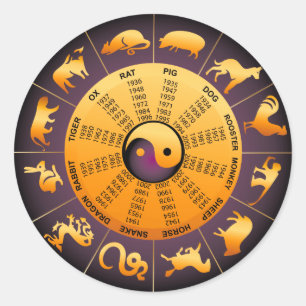 Animal Yin Yang Ronde Sticker