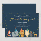 Animal Zoo verjaardagsuitnodiging Kaart (Voorkant / Achterkant)