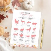 Animal Zwangerschap Herfst Baby shower Game Kaart