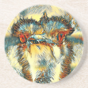AnimalArt_Bird_008 Zandsteen Onderzetter