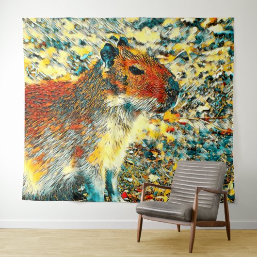 AnimalArt_Capybara_003 Wandkleed (In Situ (horizontaal))