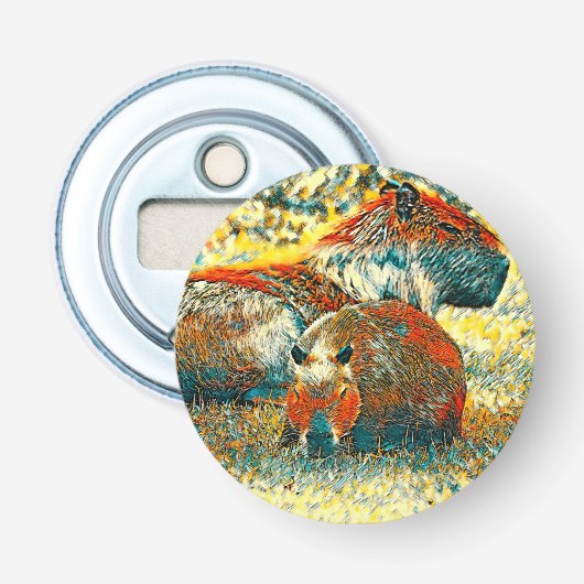 AnimalArt_Capybara_004 Button Flesopener (Voorkant)