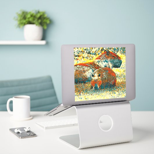 AnimalArt_Capybara_004 Sticker (Laptop op bureau)