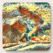 AnimalArt_Capybara_005 Bier Onderzetter (Voorkant)