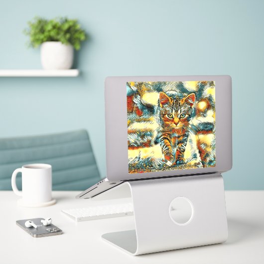 AnimalArt_Cat_031 Sticker (Laptop op bureau)