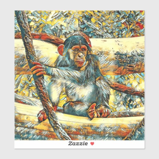 AnimalArt_Chimpanzee_011 Sticker (Vel)
