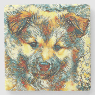 AnimalArt_Dog_07 Stenen Onderzetter