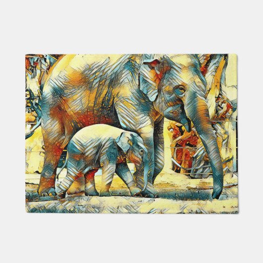 AnimalArt_Elephant_002 Deurmat (Voorkant)