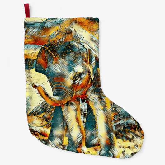 AnimalArt_Elephant_003 Grote Kerstsok (Voorkant)